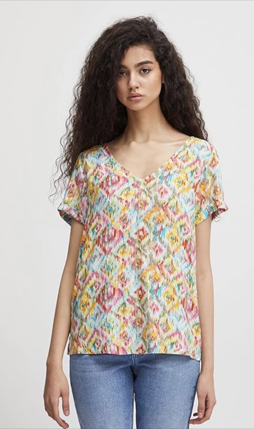 ICHI colourful patterned blouse