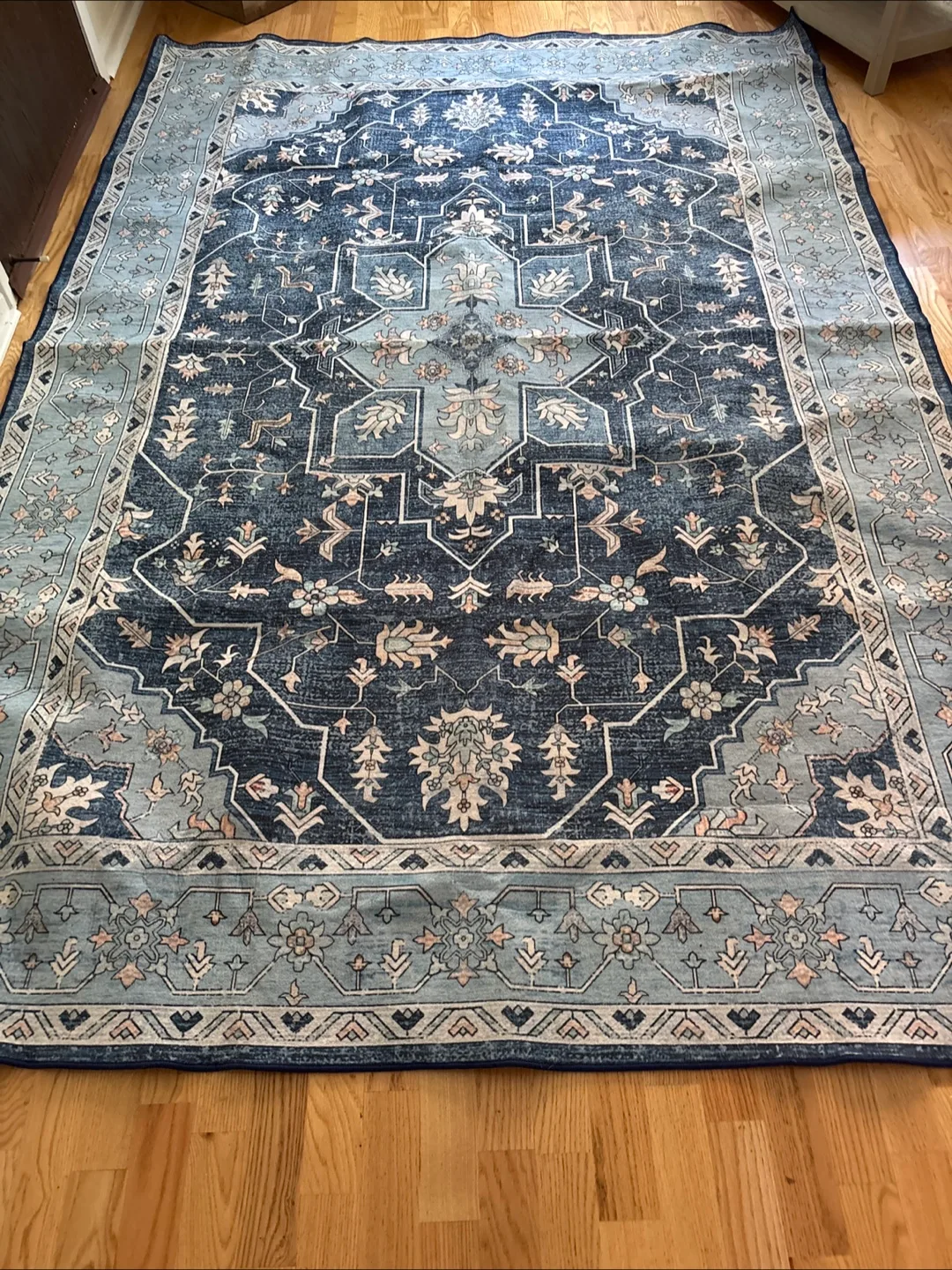 Blue Medallion Area Rug washable thumbnail