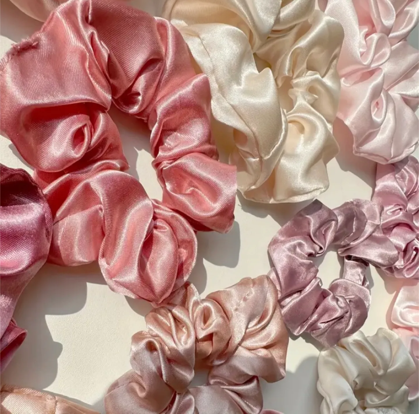 Satin Scrunchies - Pink, Beige, Purple image indicator(4)