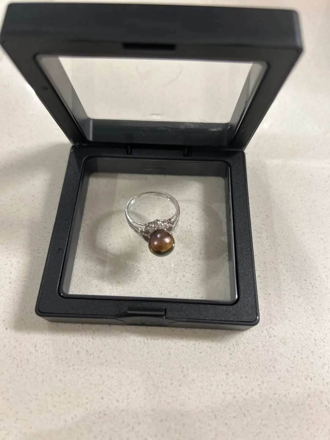 Freshwater Brown Purple Pearl Silver  S925 Ring thumbnail
