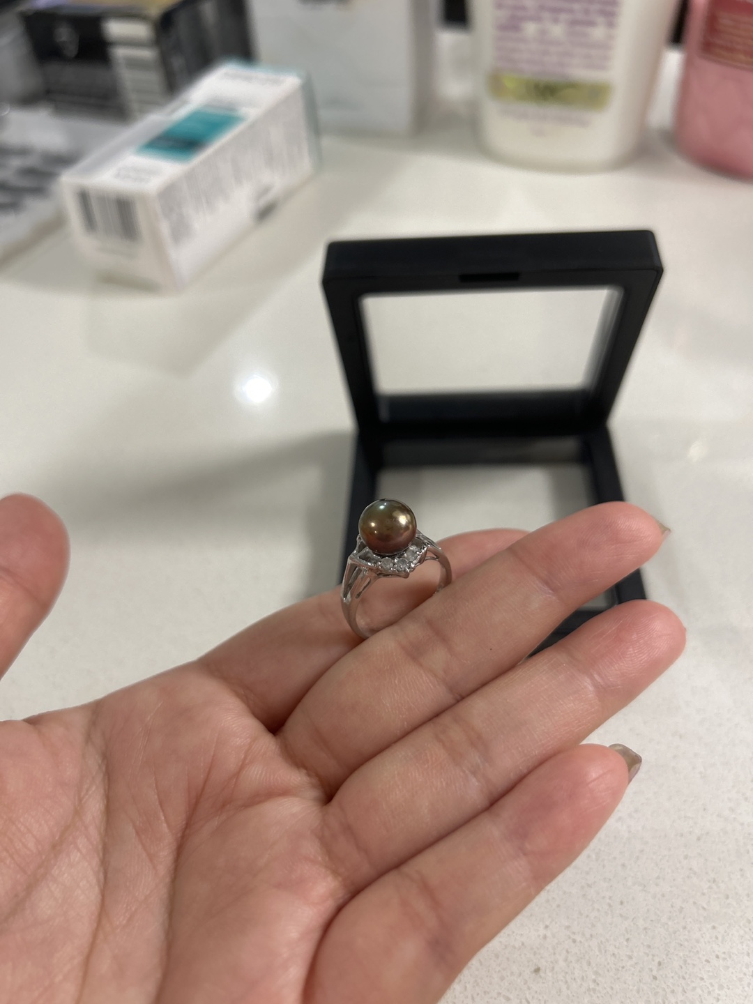 Freshwater Brown Purple Pearl Silver  S925 Ring - photo 3
