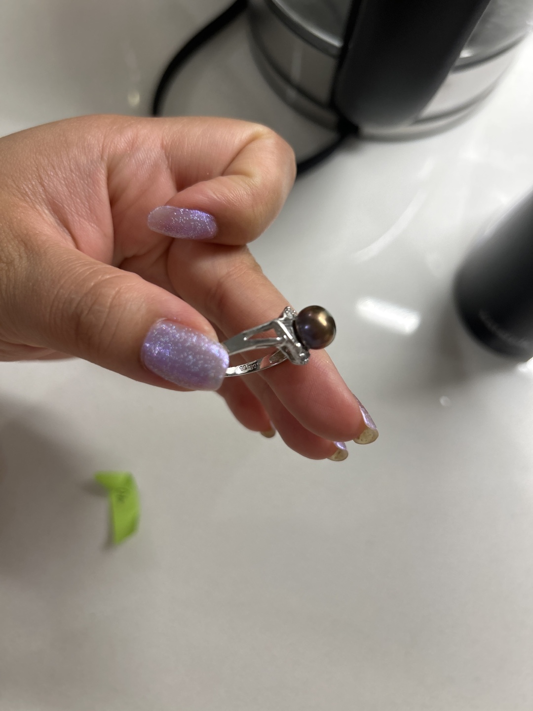 Freshwater Brown Purple Pearl Silver  S925 Ring - photo 4