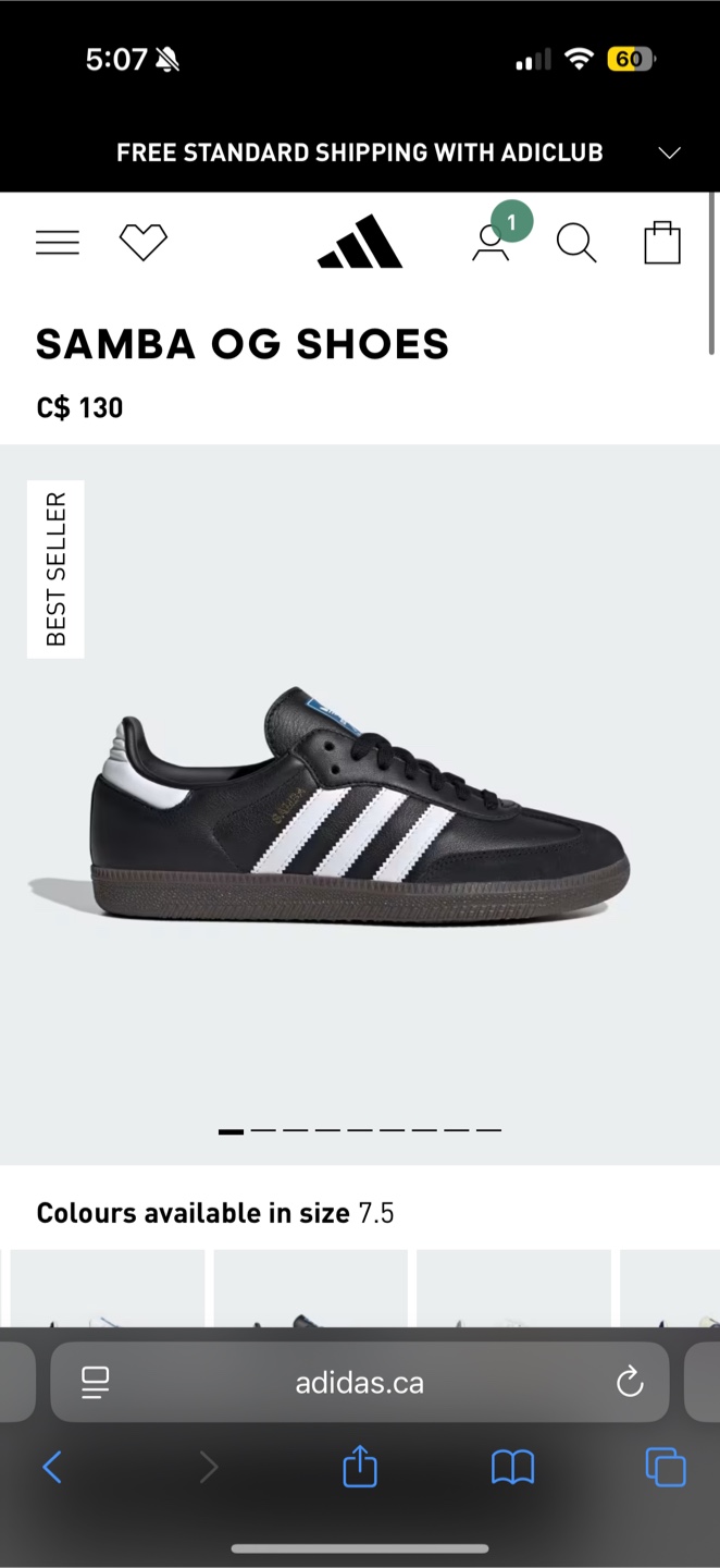 Womens Adidas Samba OG Shoes, Size 7.5