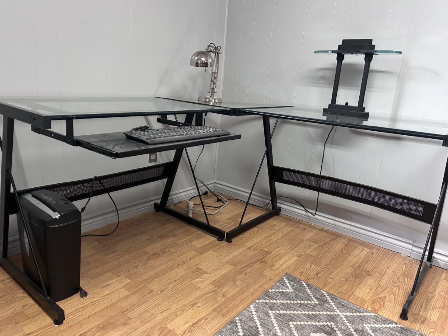 Glass Corner Desk with Black Frame