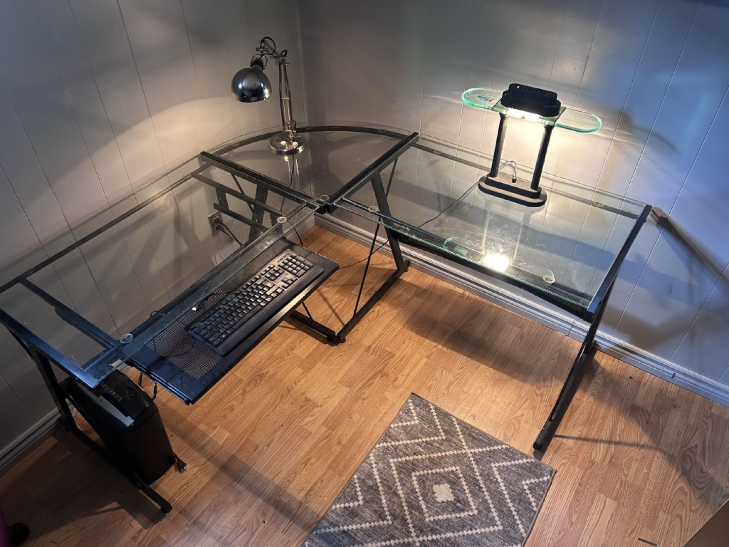 Glass Corner Desk with Black Frame - photo 2
