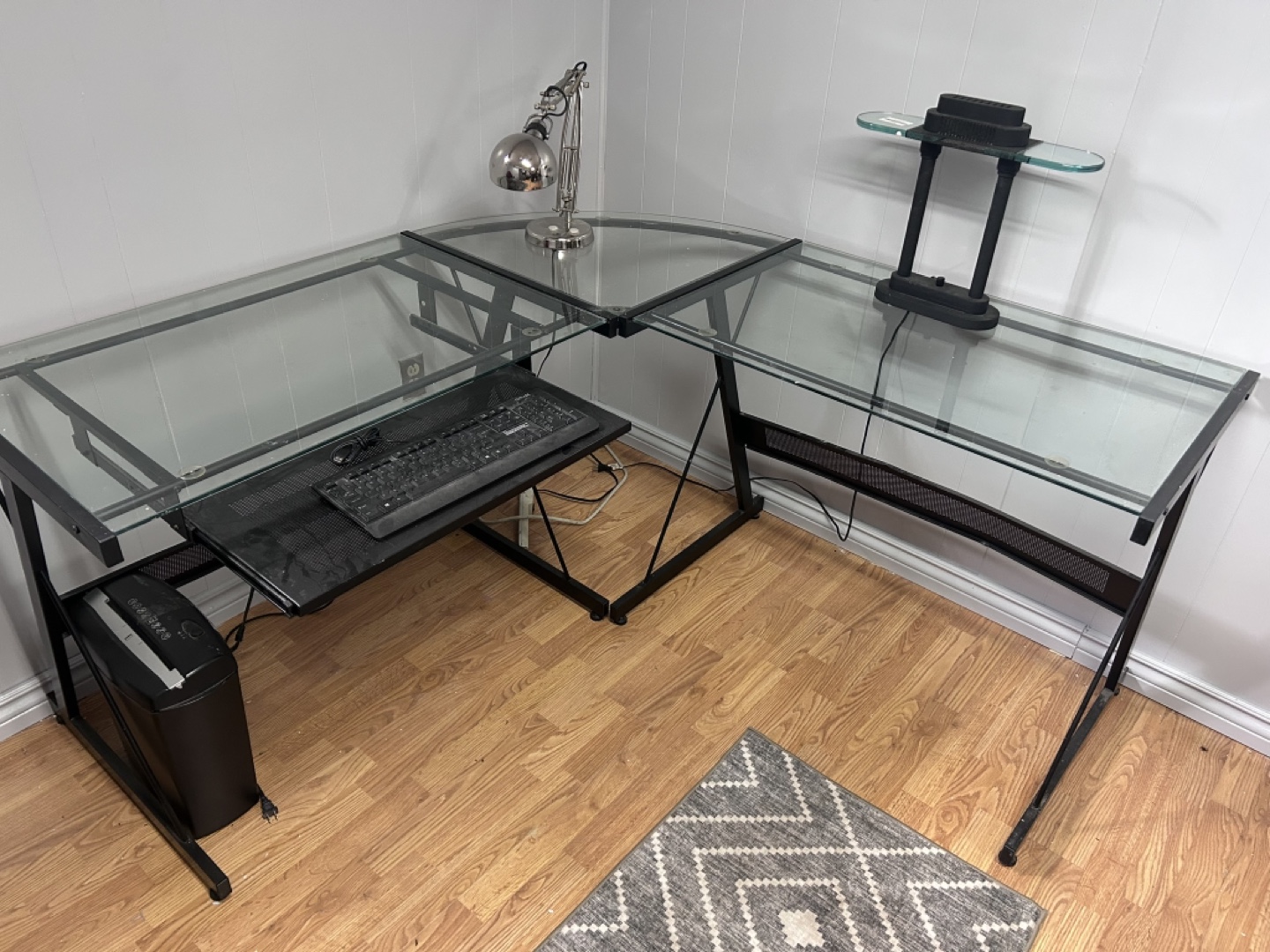 Glass Corner Desk with Black Frame - photo 3