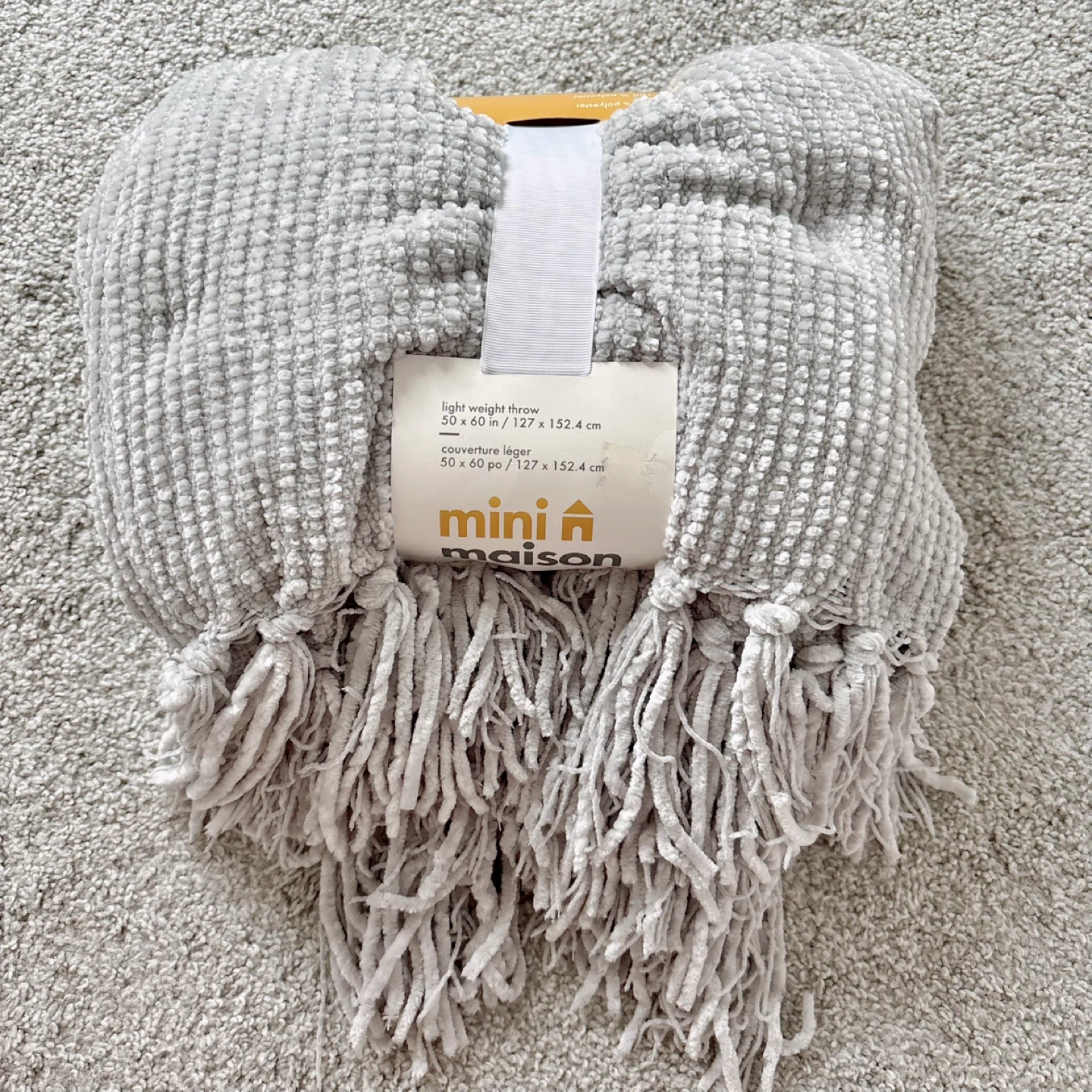 Brand New Lightweight Throw - Mini Maison 50x60 Grey Blanket