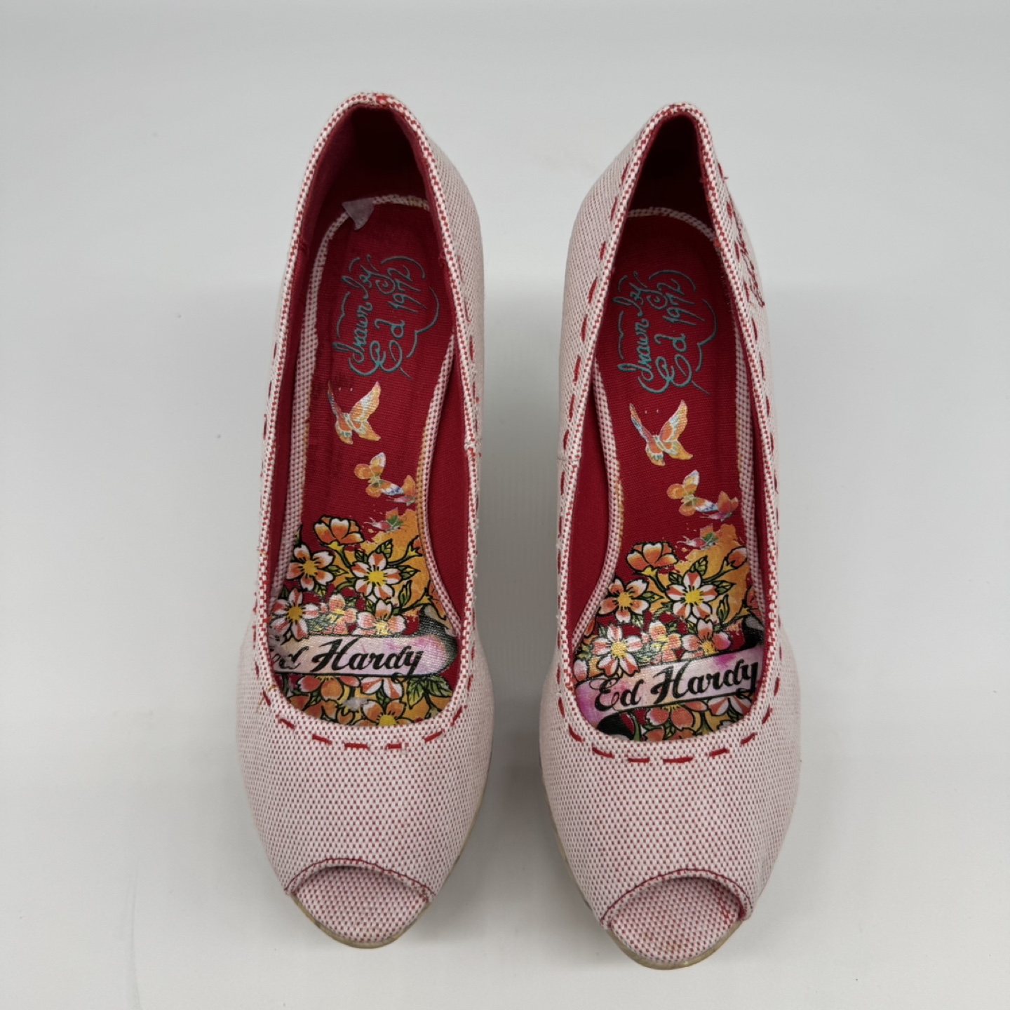 Ed Hardy Red CIRO Peep-Toe Wedge Heels – Size 9 (New) - photo 5