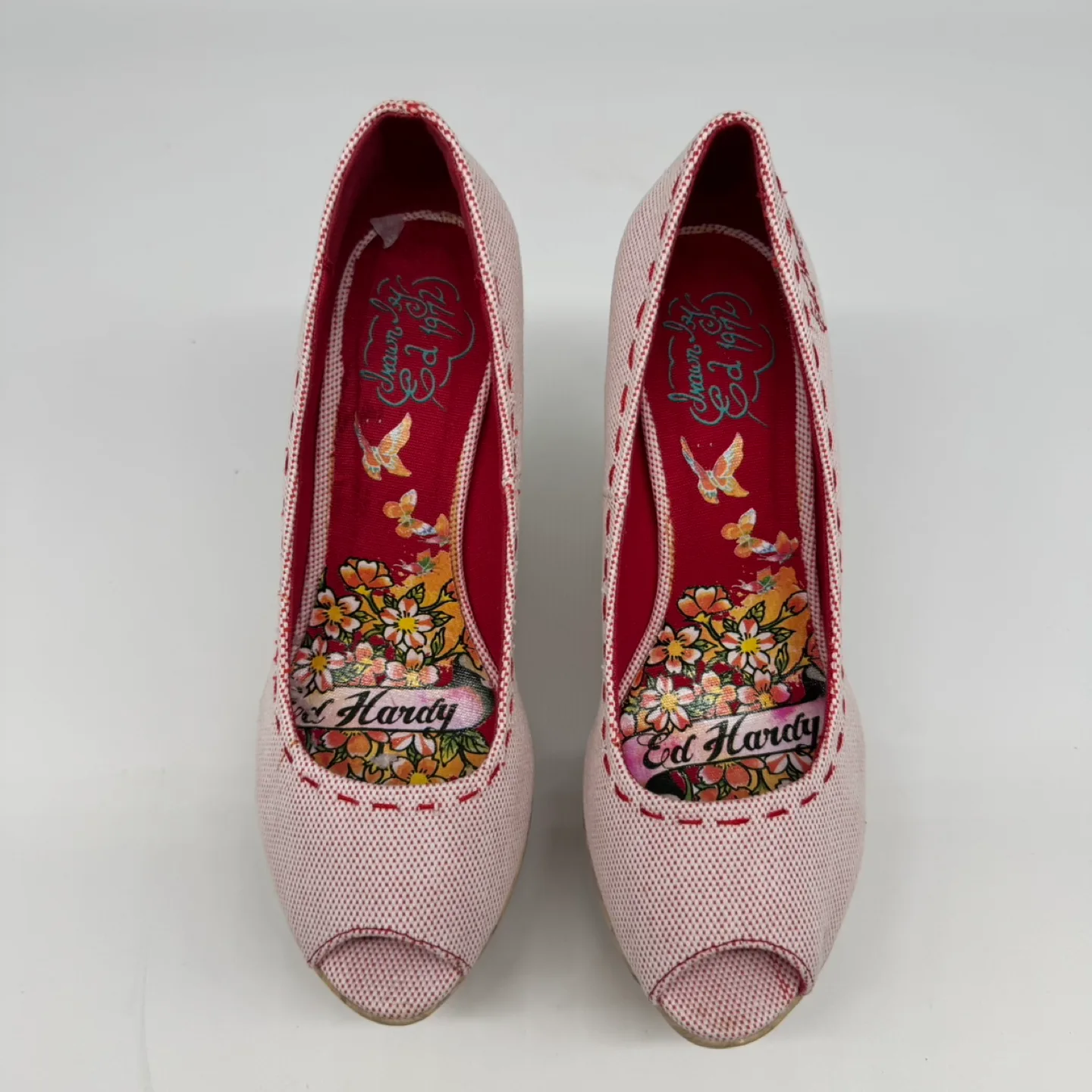 Ed Hardy Red CIRO Peep-Toe Wedge Heels – Size 9 (New) image indicator(5)