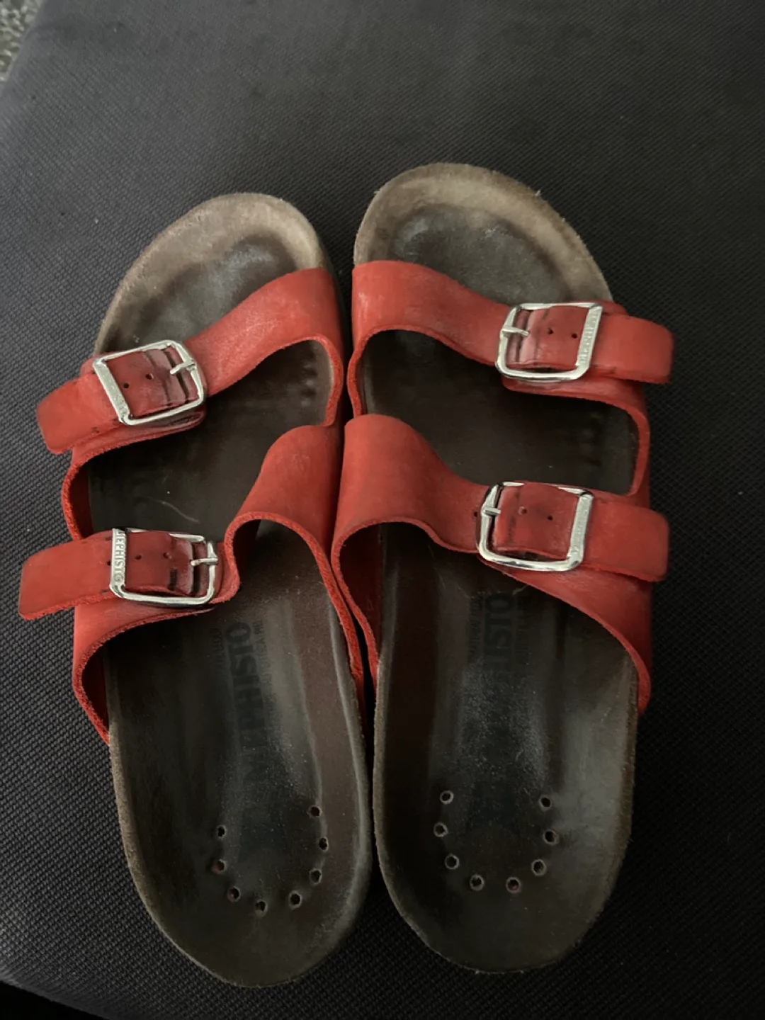Mephisto Red Leather Sandals - Size 38 thumbnail