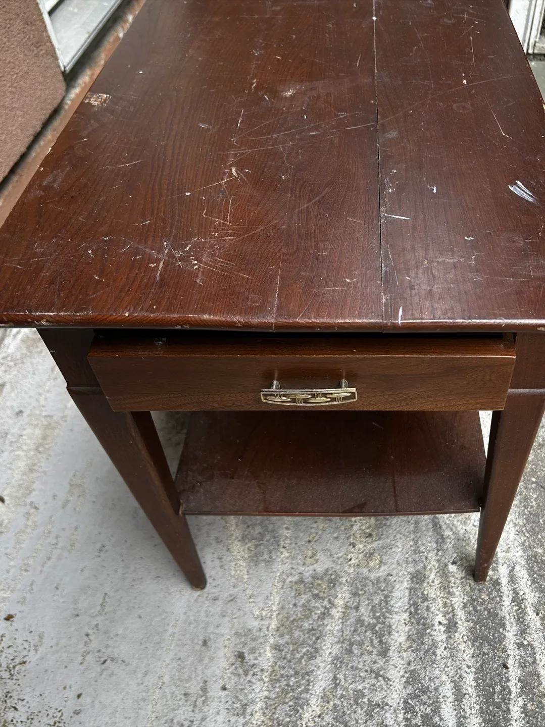 Brown wooden side table thumbnail