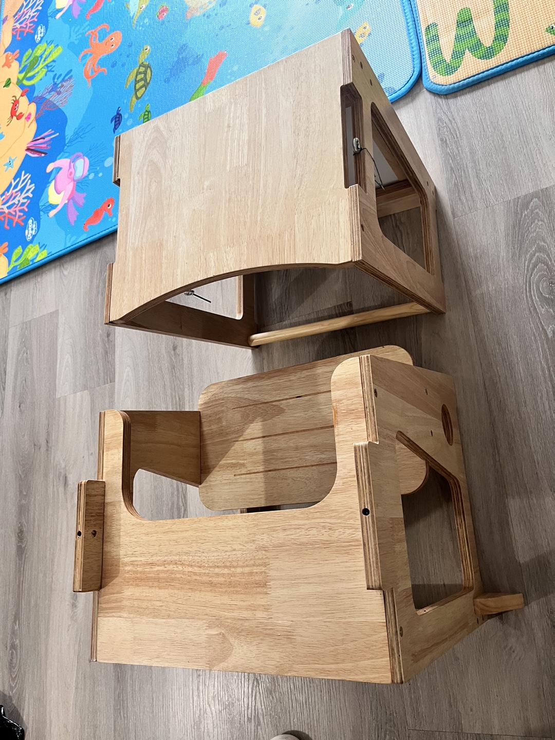Kids toddler step stool/desk and chair with white board