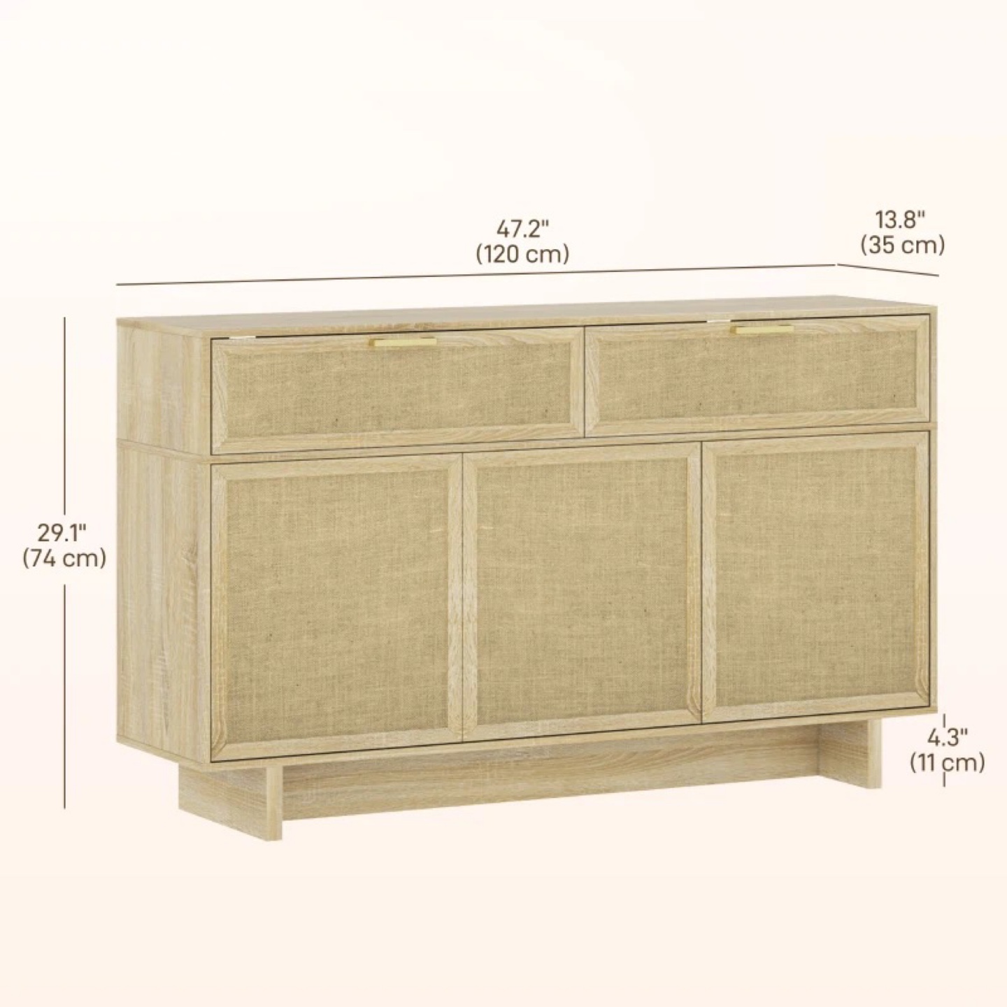 Sideboard Buffet Cabinet with Hinge Doors, Drawers&Shelf#2001 - photo 2