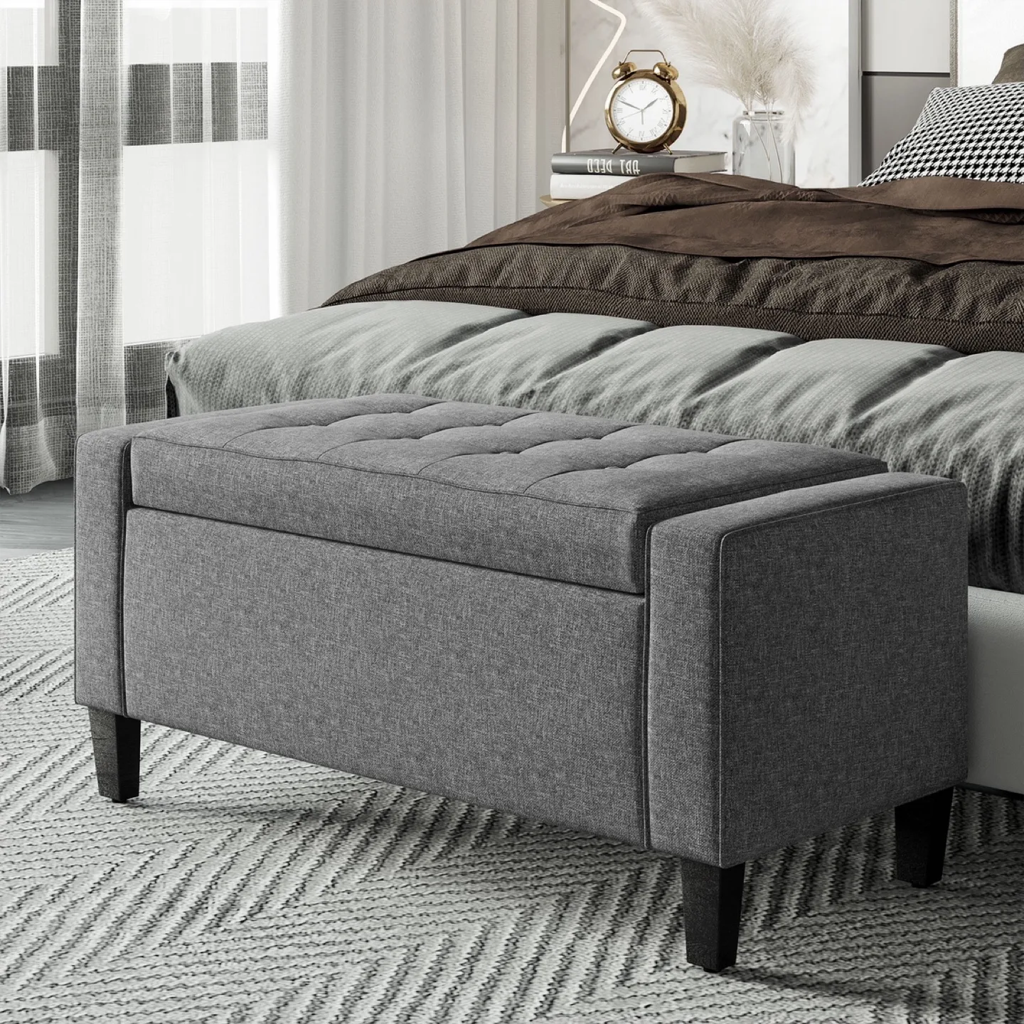 Rectangular Storage Ottoman Bench with Flipping Top#1965 thumbnail