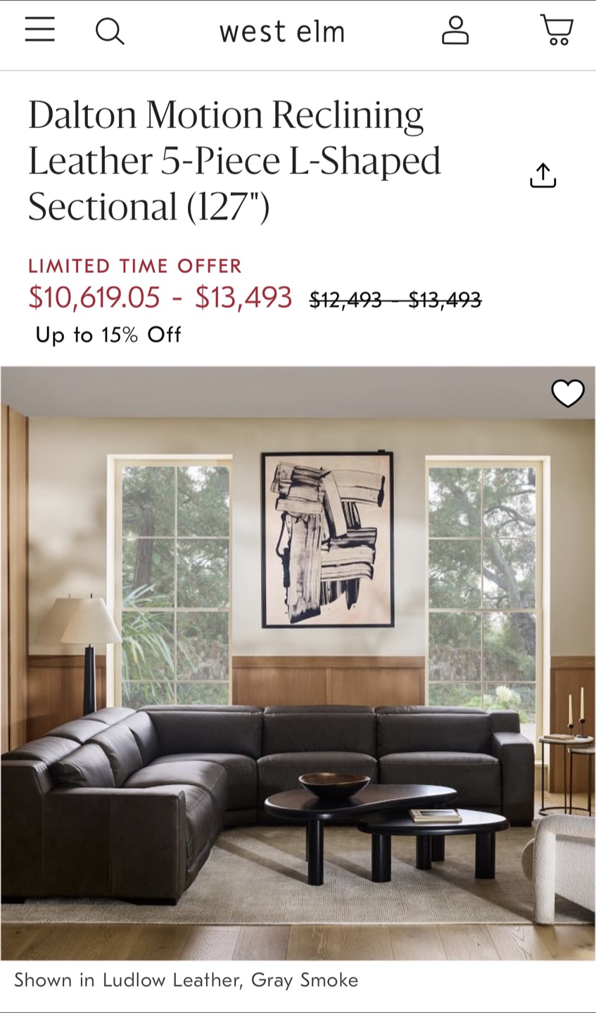 Large Black Leather Sectional Sofa - photo 3