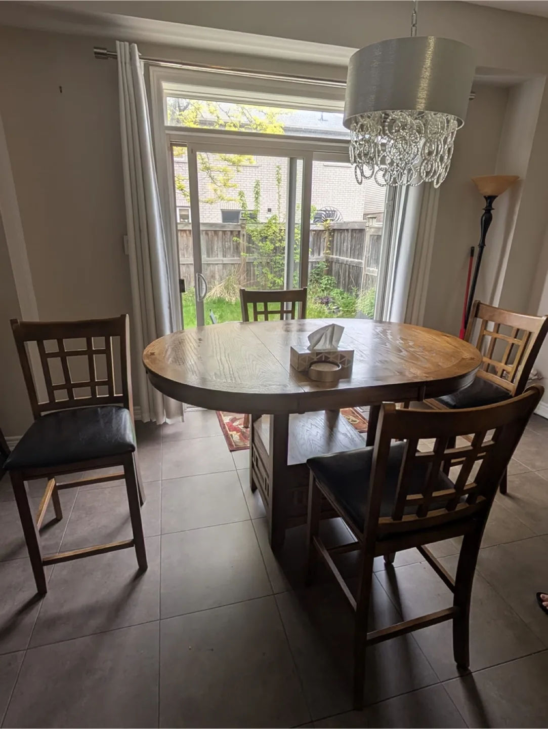 Extendable Round Wooden Dining Table with 4 Chairs image indicator(3)