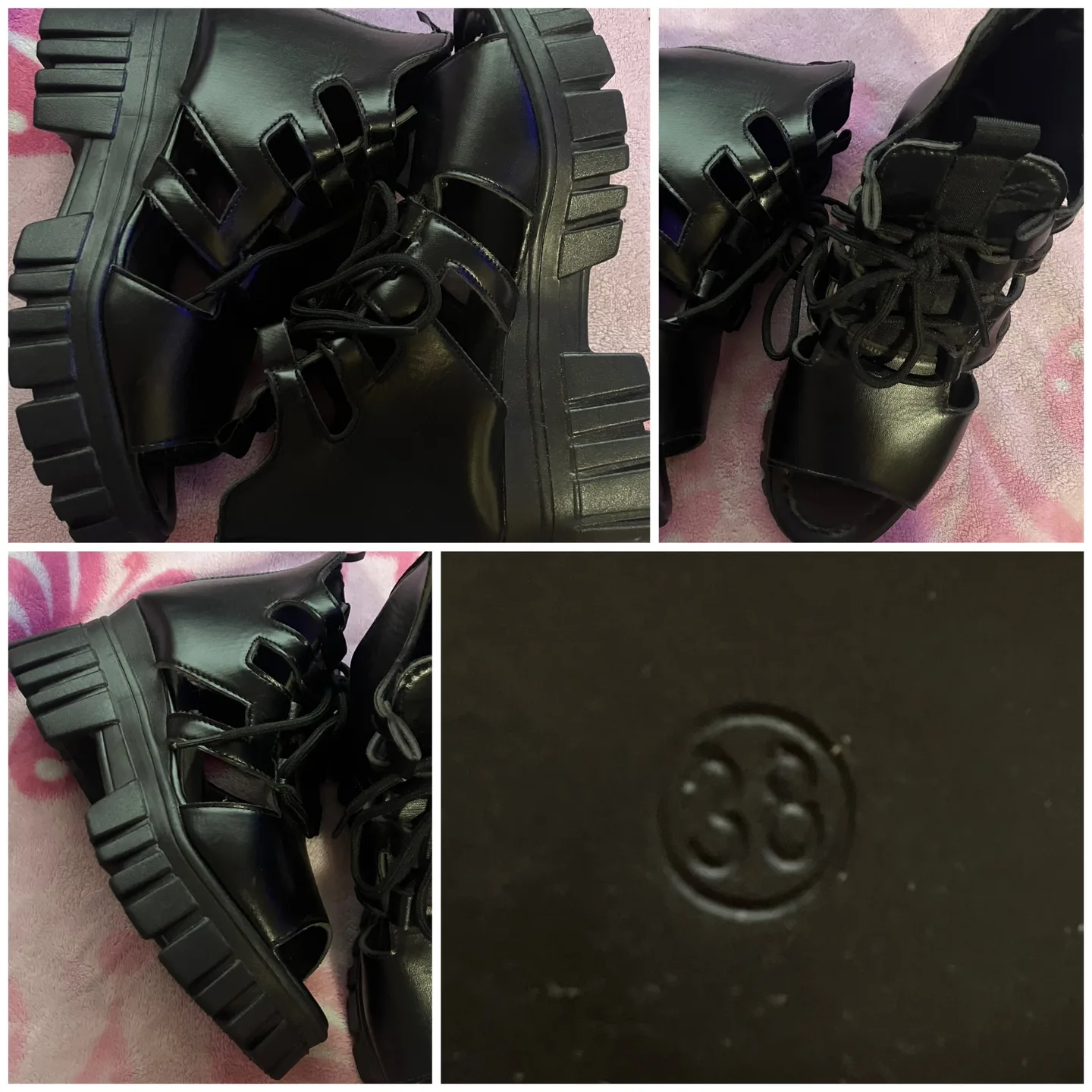(Shein) Black Gladiator Platform Sandals - Size 38 thumbnail