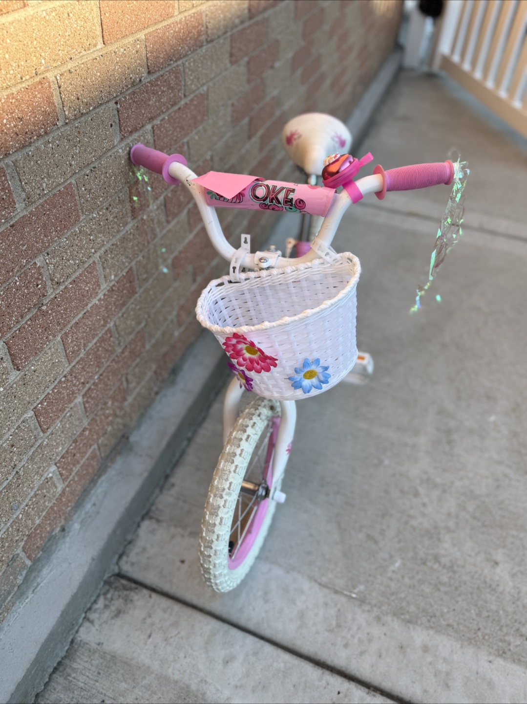 Girls' Pink & White 12" Bike with Basket & Training Wheels - photo 3