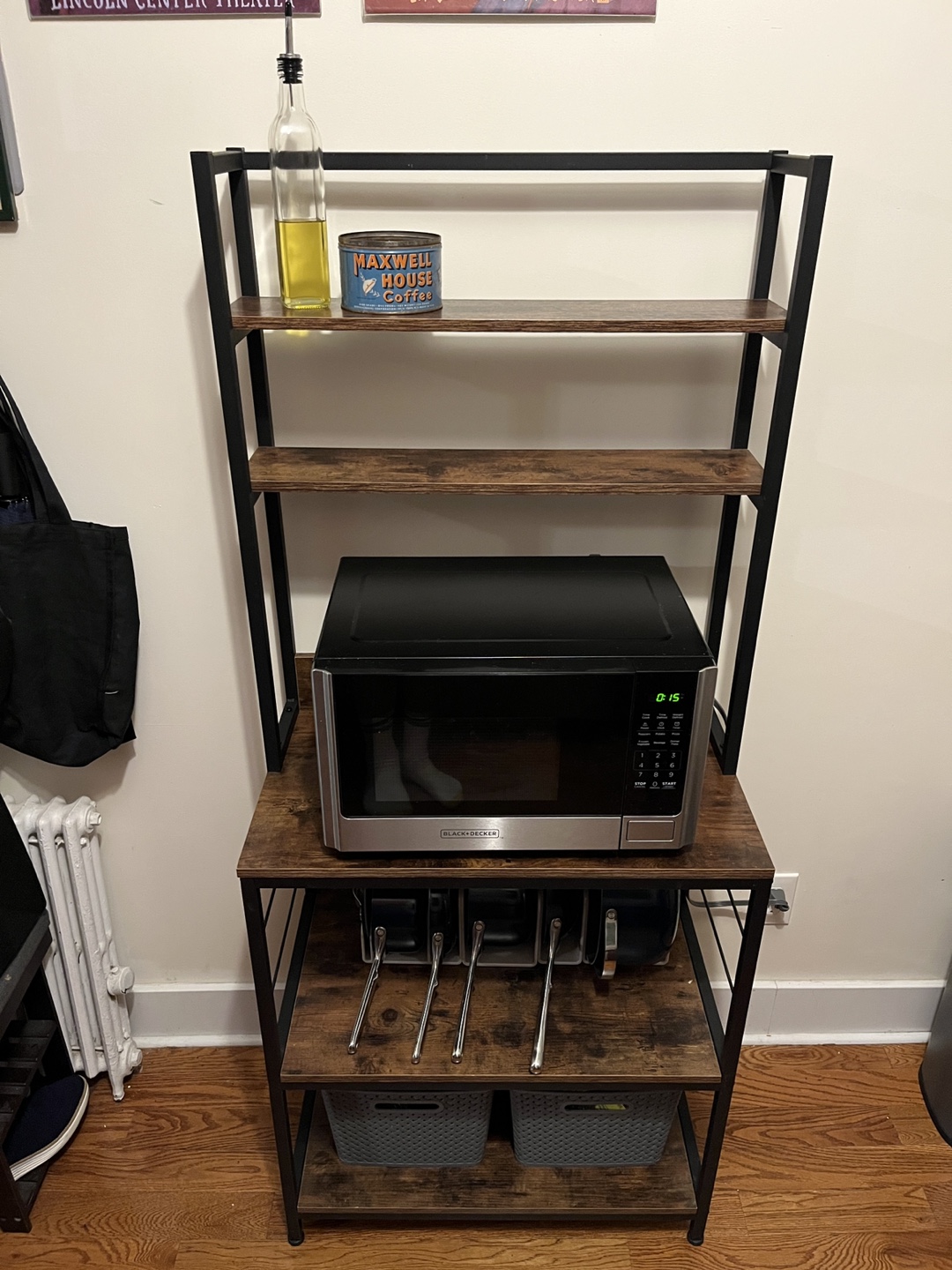 Rustic Brown & Black Microwave Stand - photo 2