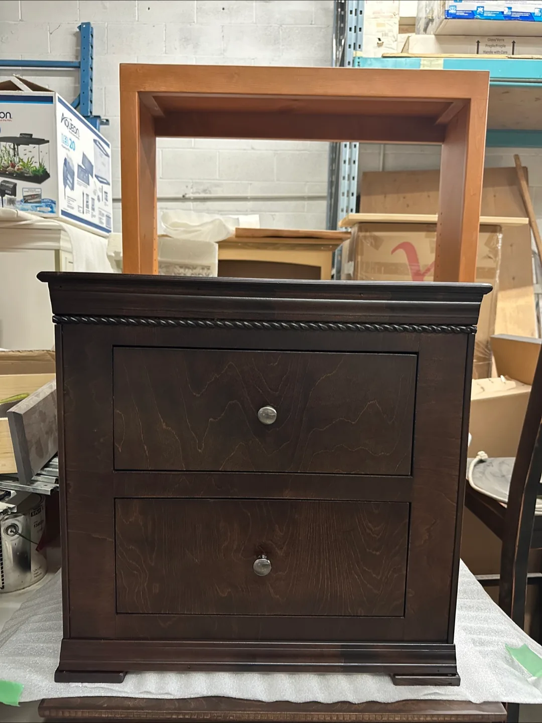 Dark Brown Wood Two-Drawer Nightstand image indicator(2)