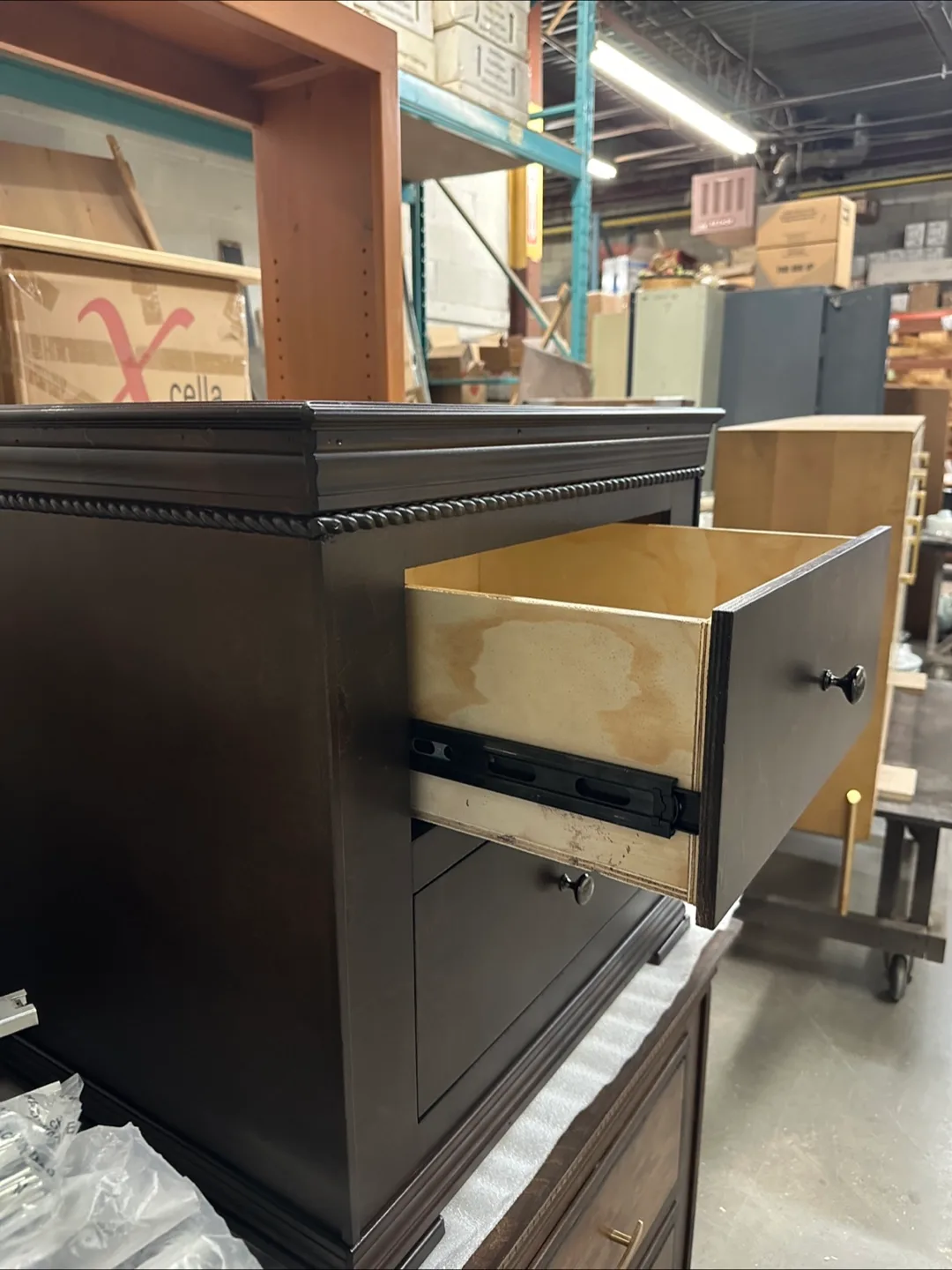 Dark Brown Wood Two-Drawer Nightstand image indicator(3)