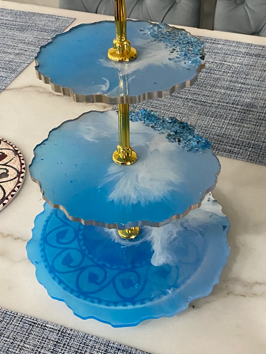 Blue Resin  Serving Stand thumbnail