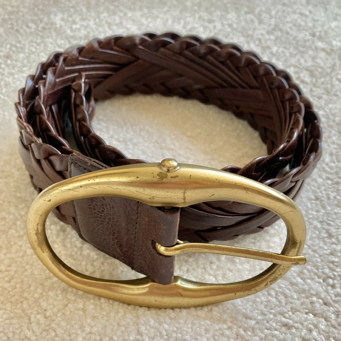 Yves Saint Laurent Braided Leather Belt Size 38 image indicator(6)