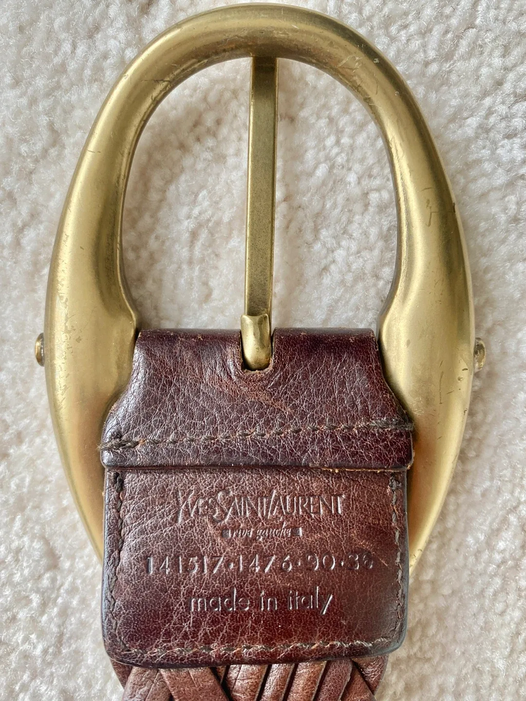 Yves Saint Laurent Braided Leather Belt Size 38 image indicator(4)