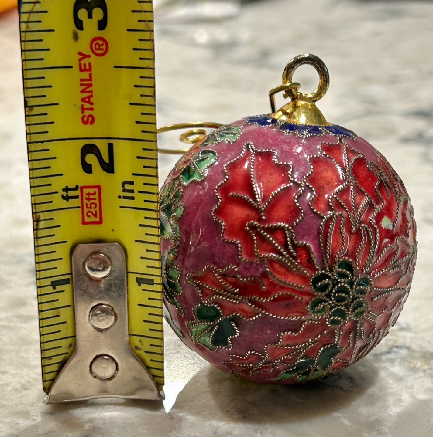 Cloisonne Christmas Ornament - Poinsettia/Holly Theme - photo 3