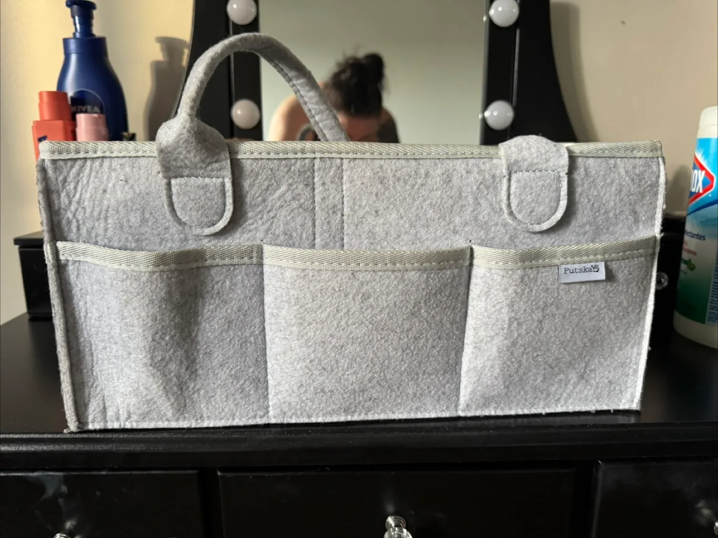 Futskis Baby Diaper Caddy Organizer - Grey Felt thumbnail