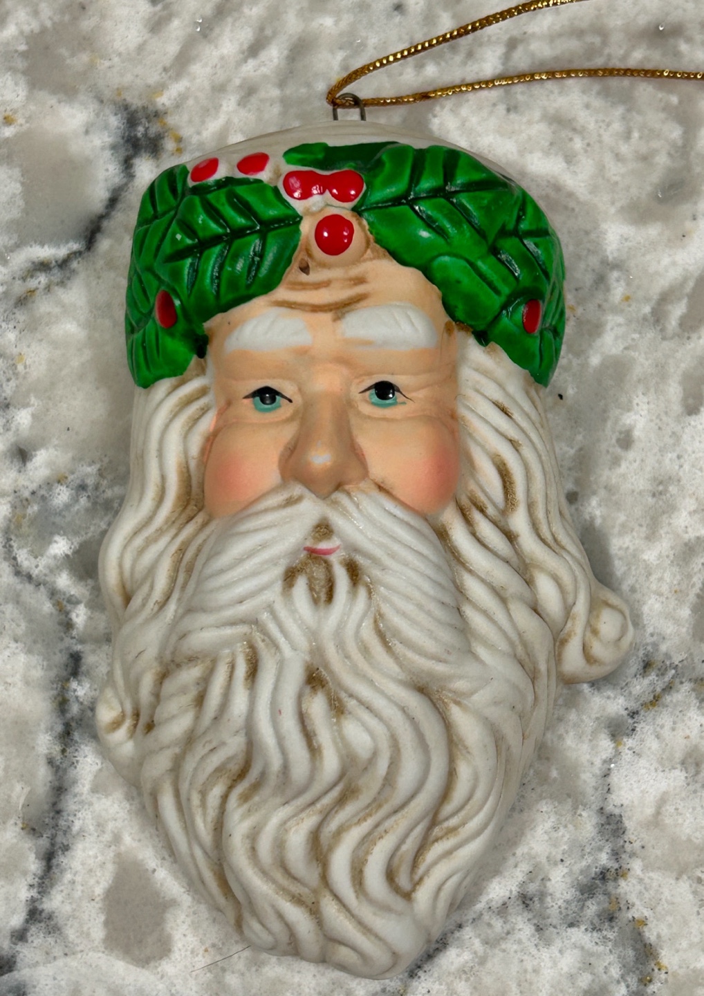 Hanging Santa, Santa Head, Blue Heart Christmas Ornaments - photo 4
