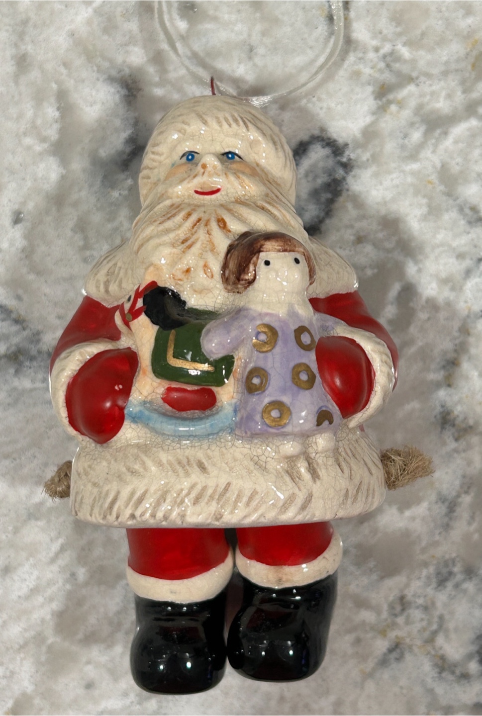 Hanging Santa, Santa Head, Blue Heart Christmas Ornaments - photo 2