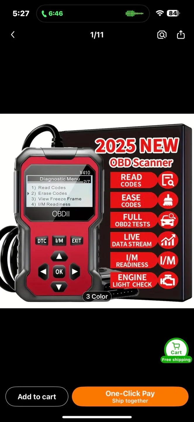 V410 OBD2 Diagnostic Code Reader, Engine Light tester thumbnail