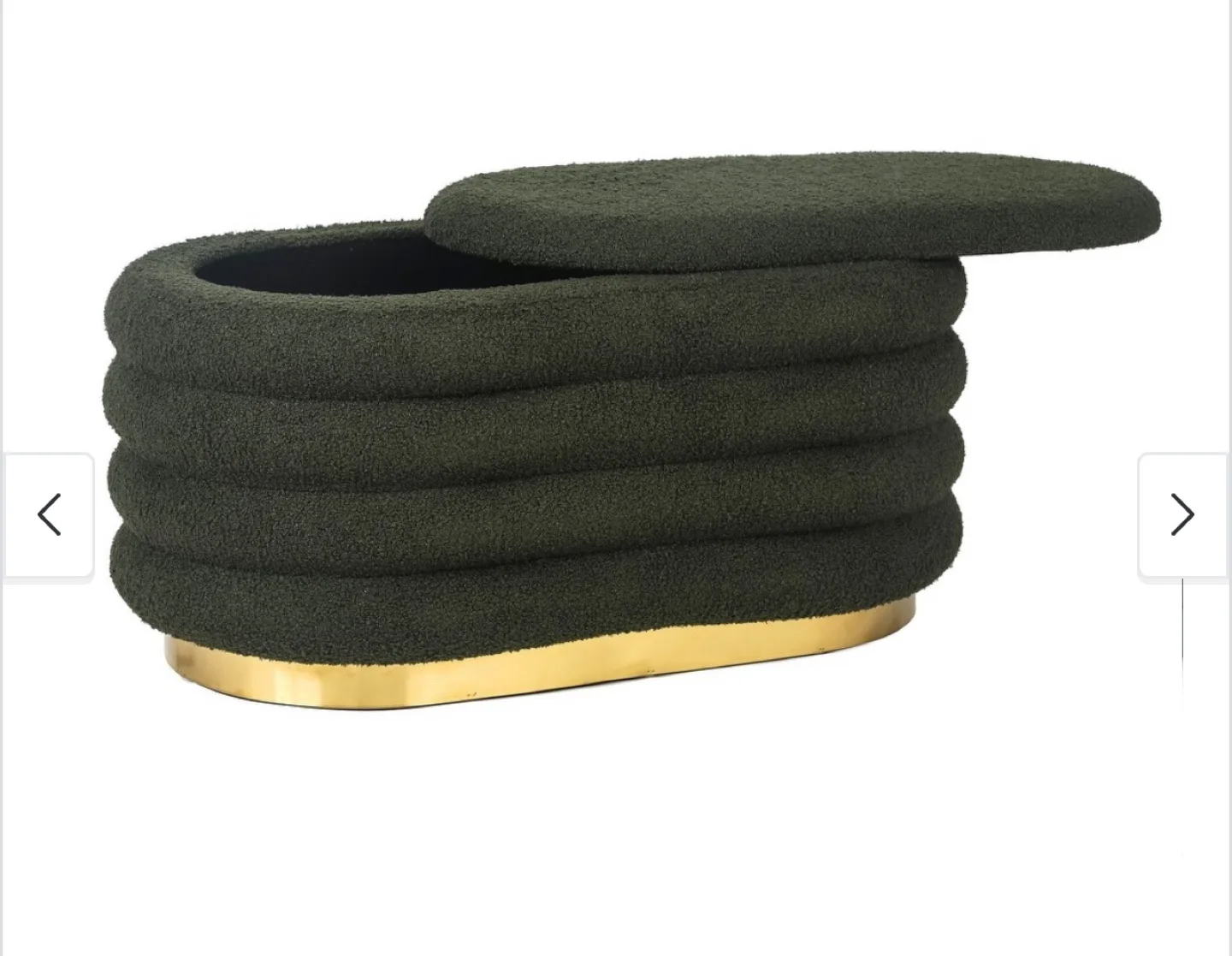 Green Boucle Storage Ottoman 33.4" x 18.7" x 16.9" image indicator(4)