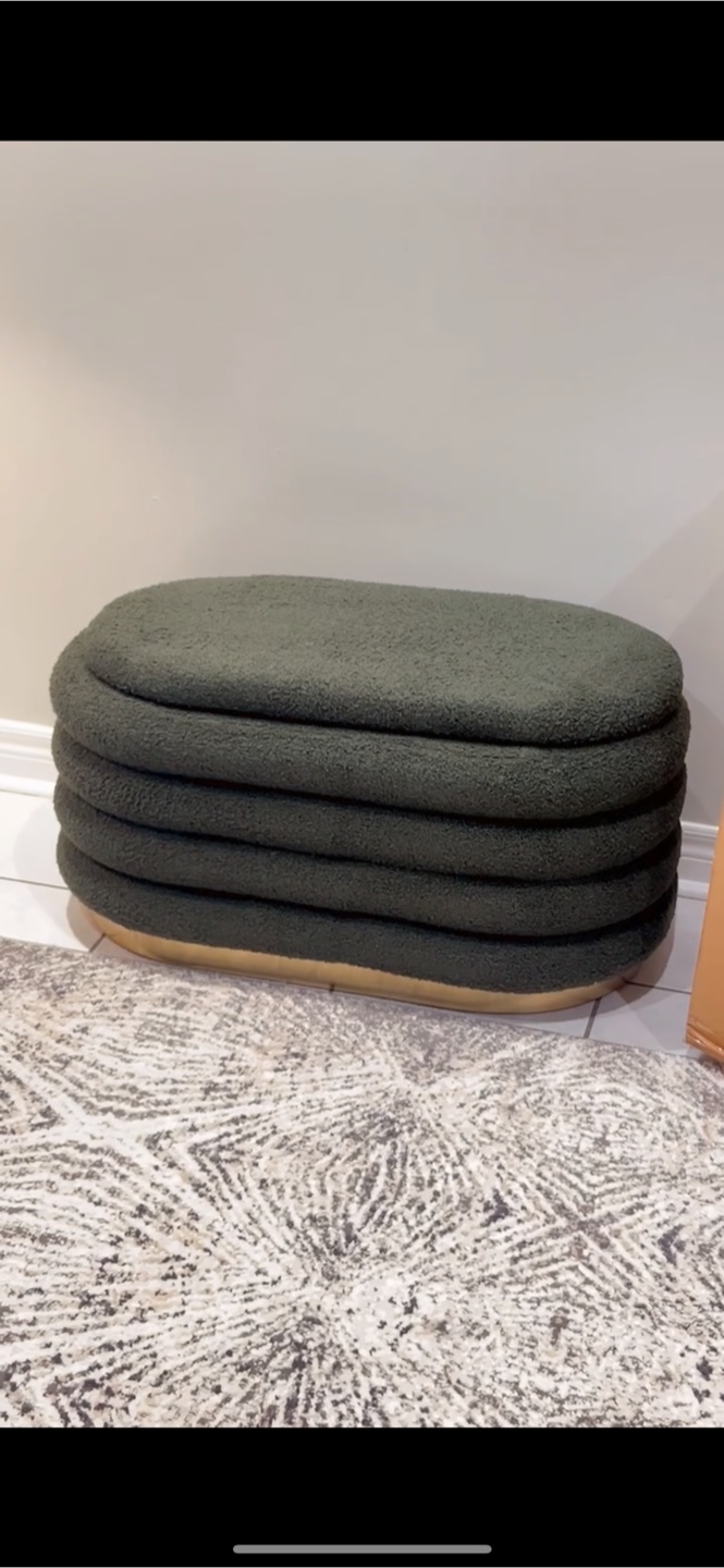 Green Boucle Storage Ottoman 33.4" x 18.7" x 16.9" - photo 2