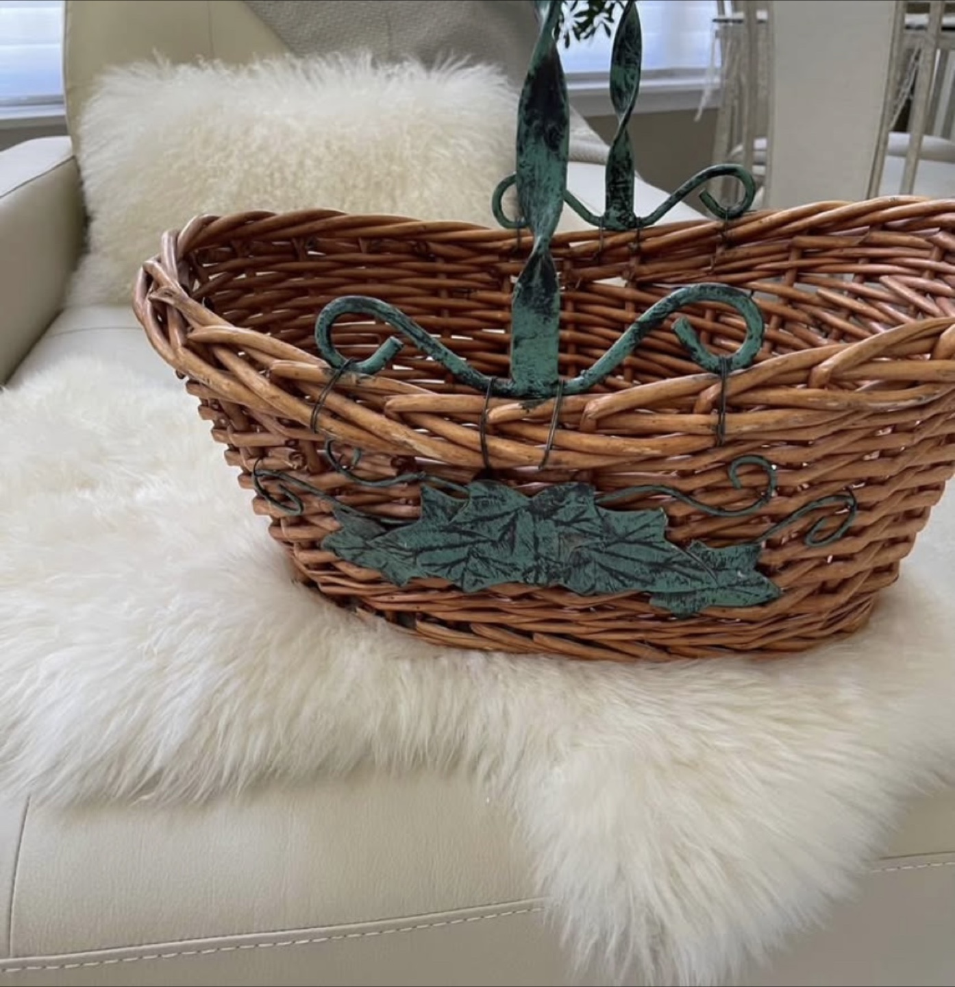 Wicker Basket with Metal Handle
