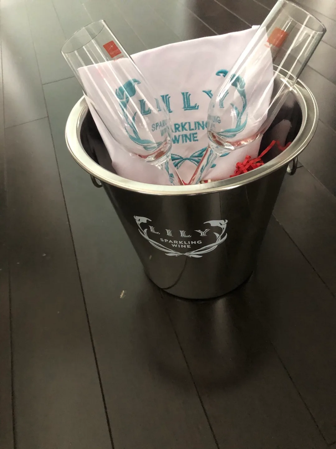 Lily Sparkling Wine Bucket with Glasses & Cloth thumbnail