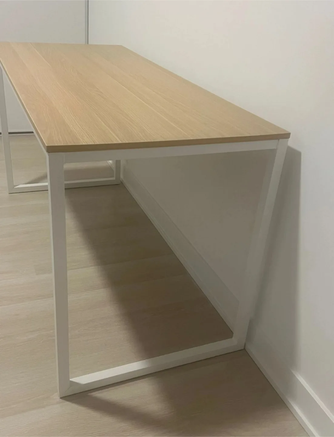 Light Wood & White Metal Frame Desk thumbnail
