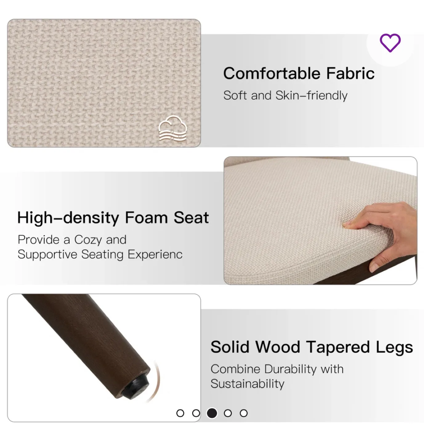 Colamy Dining Chairs, Beige Fabric, Set of 2 image indicator(5)