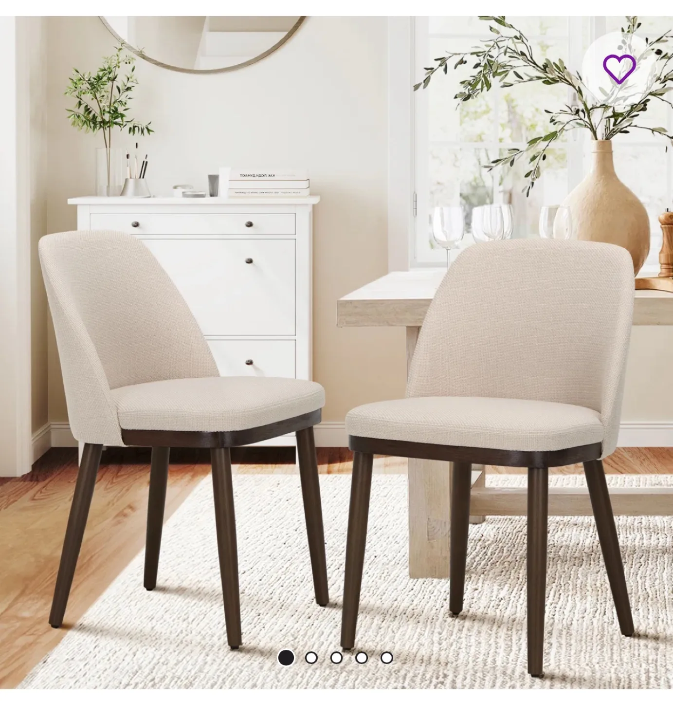 Colamy Dining Chairs, Beige Fabric, Set of 2 image indicator(3)