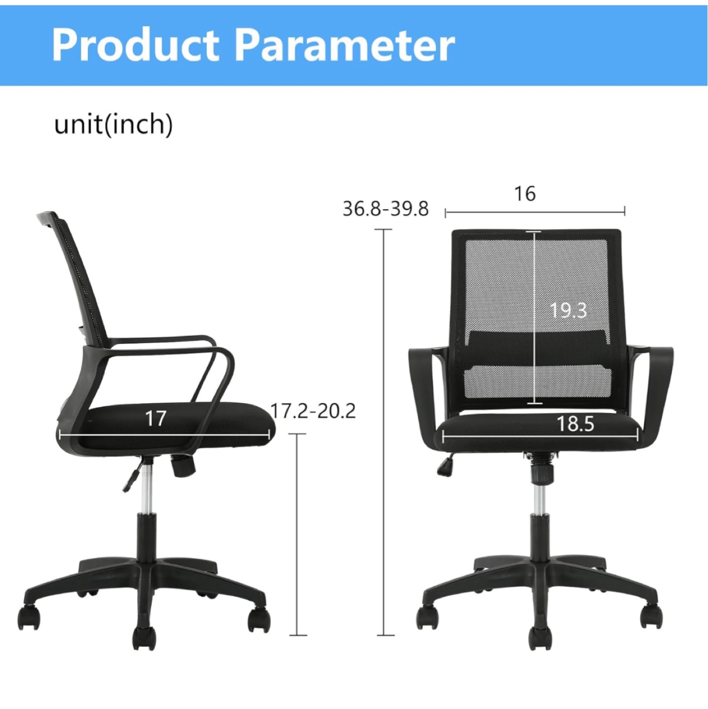 Black Mesh Office Chair - Adjustable Height - photo 4