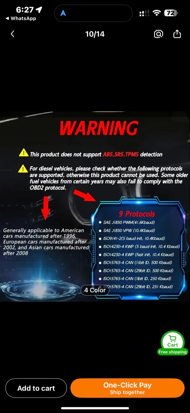 OBD Powered OBD2 Car Scanner V100 thumbnail