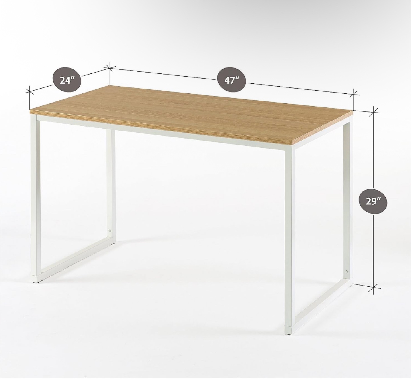 Modern Desk - White Frame, Wood Top (47x24x29 inches)