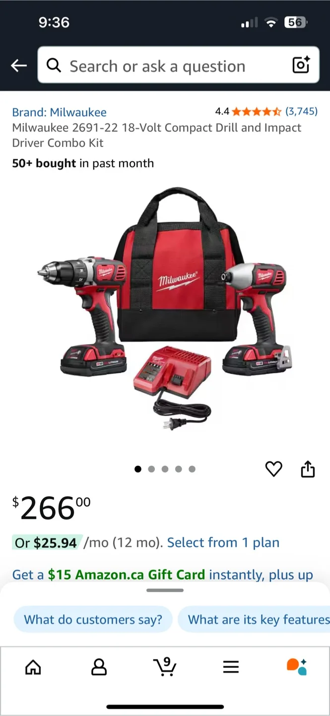 New Milwaukee M18 2-Tool Combo Kit 2697-22CT thumbnail