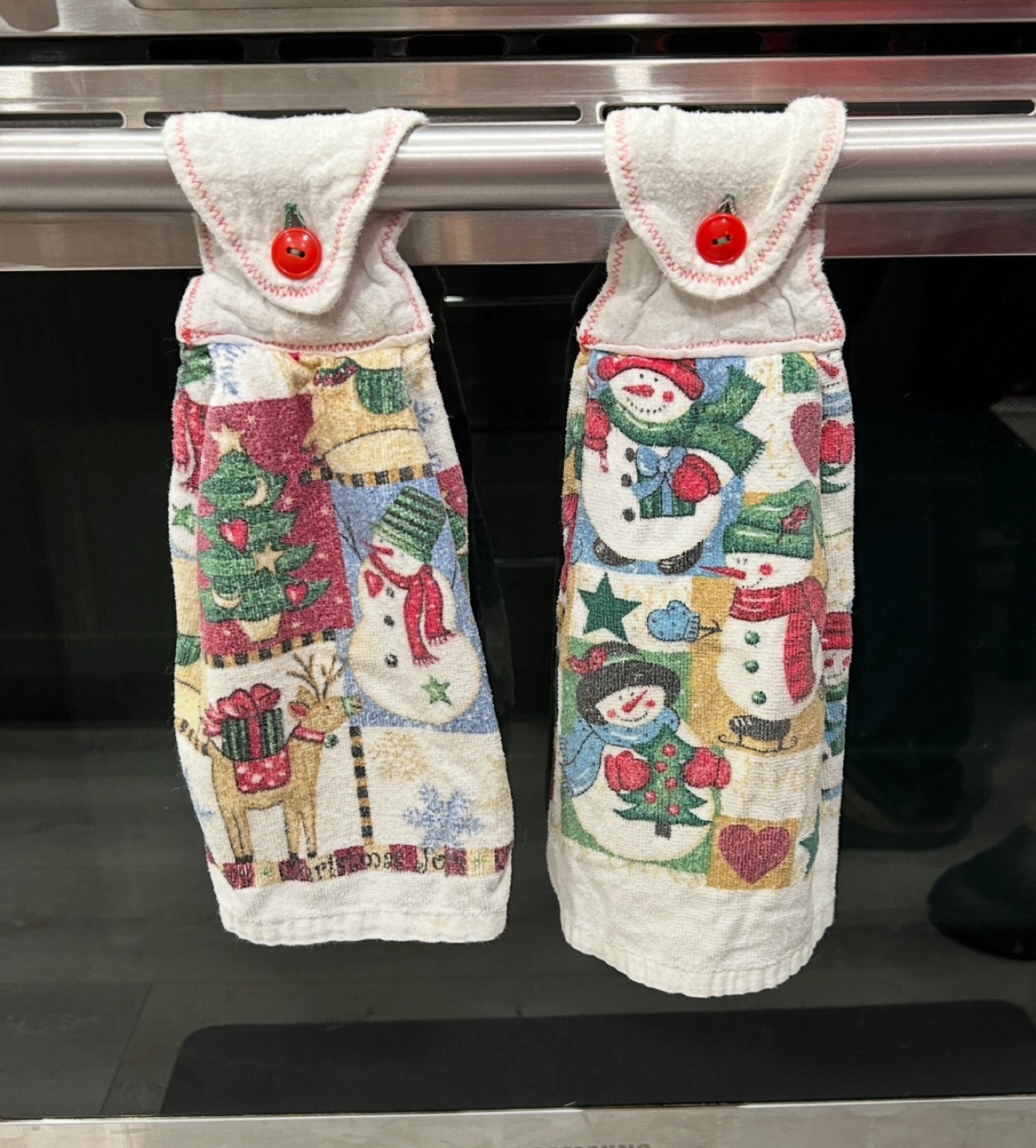 Pair of Hanging Christmas Snowman Kitchen Towels