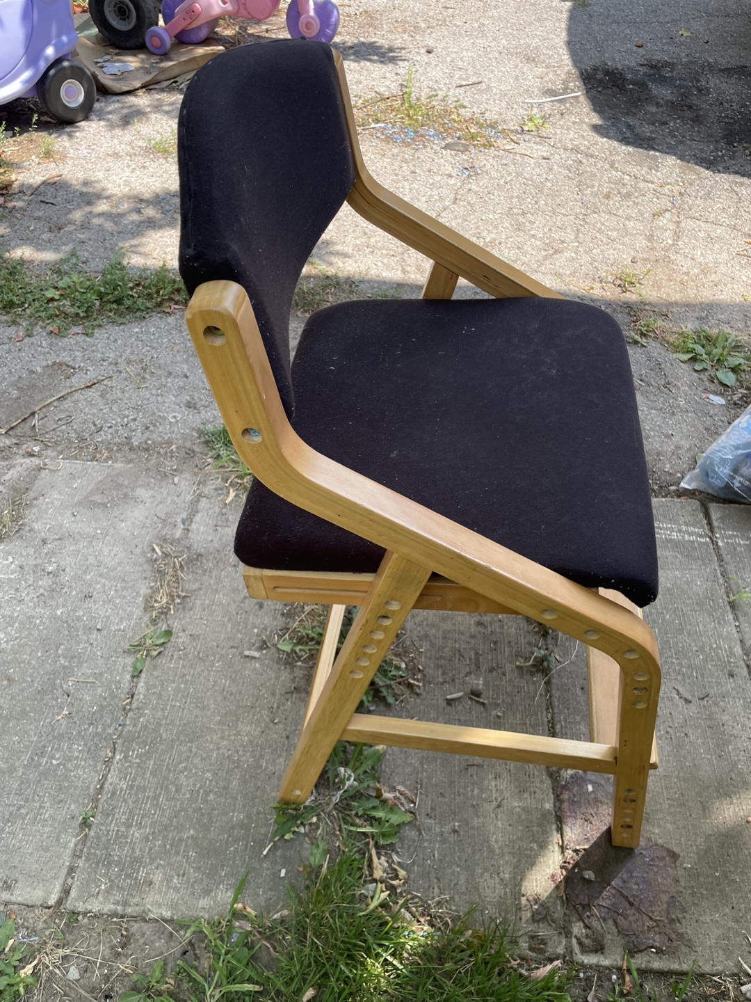 Wooden Folding Chair w/ Black Fabric