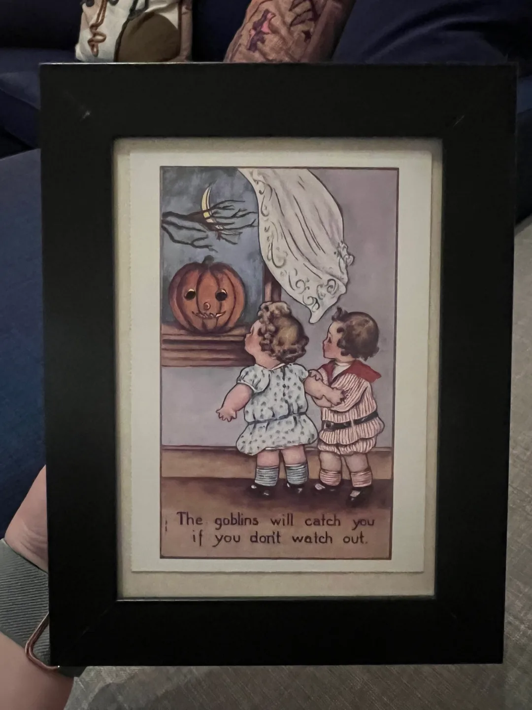 Framed Halloween jack-o’-lantern vintage print Postcard thumbnail