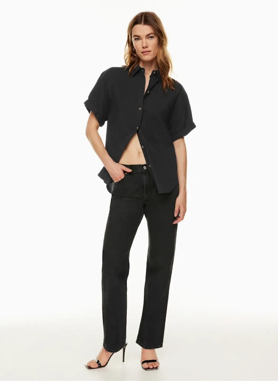 Aritzia Denim Forum The Jane Shirt | Olive Leaf Green thumbnail
