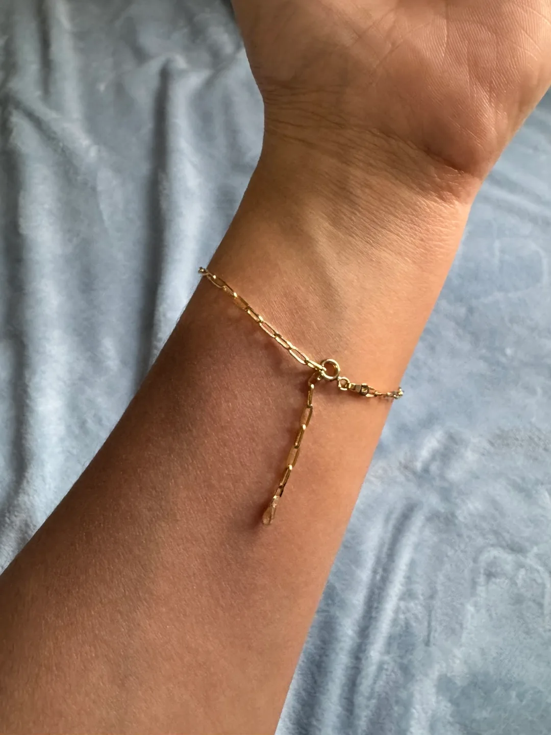 Real K18 Gold paperclip Bracelet - Lightweight (1.12g) image indicator(9)