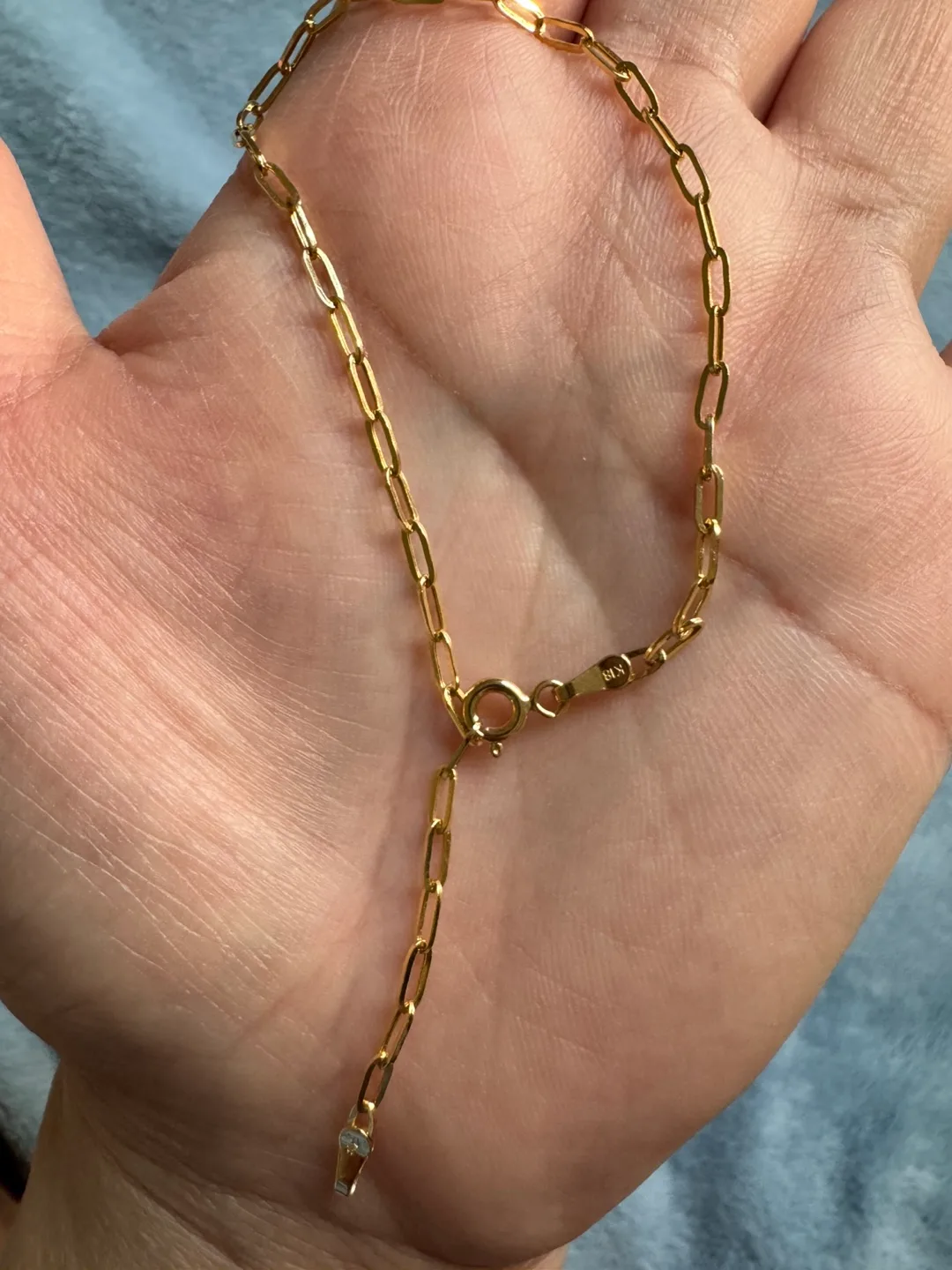 Real K18 Gold paperclip Bracelet - Lightweight (1.12g) image indicator(8)